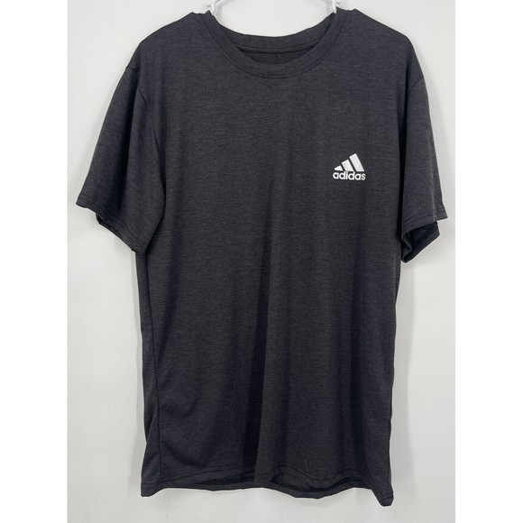 Adidas Mens Short Sleeve Crew Neck Gray T Shirt Size Lg 100% Ployester - Picture 1 of 6